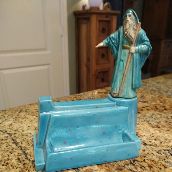 BLUE GANDOLF WIZARD CARD HOLDER CERAMIC WIZARDS FANTASY MYSTICAL Signed - Picture 12 of 12